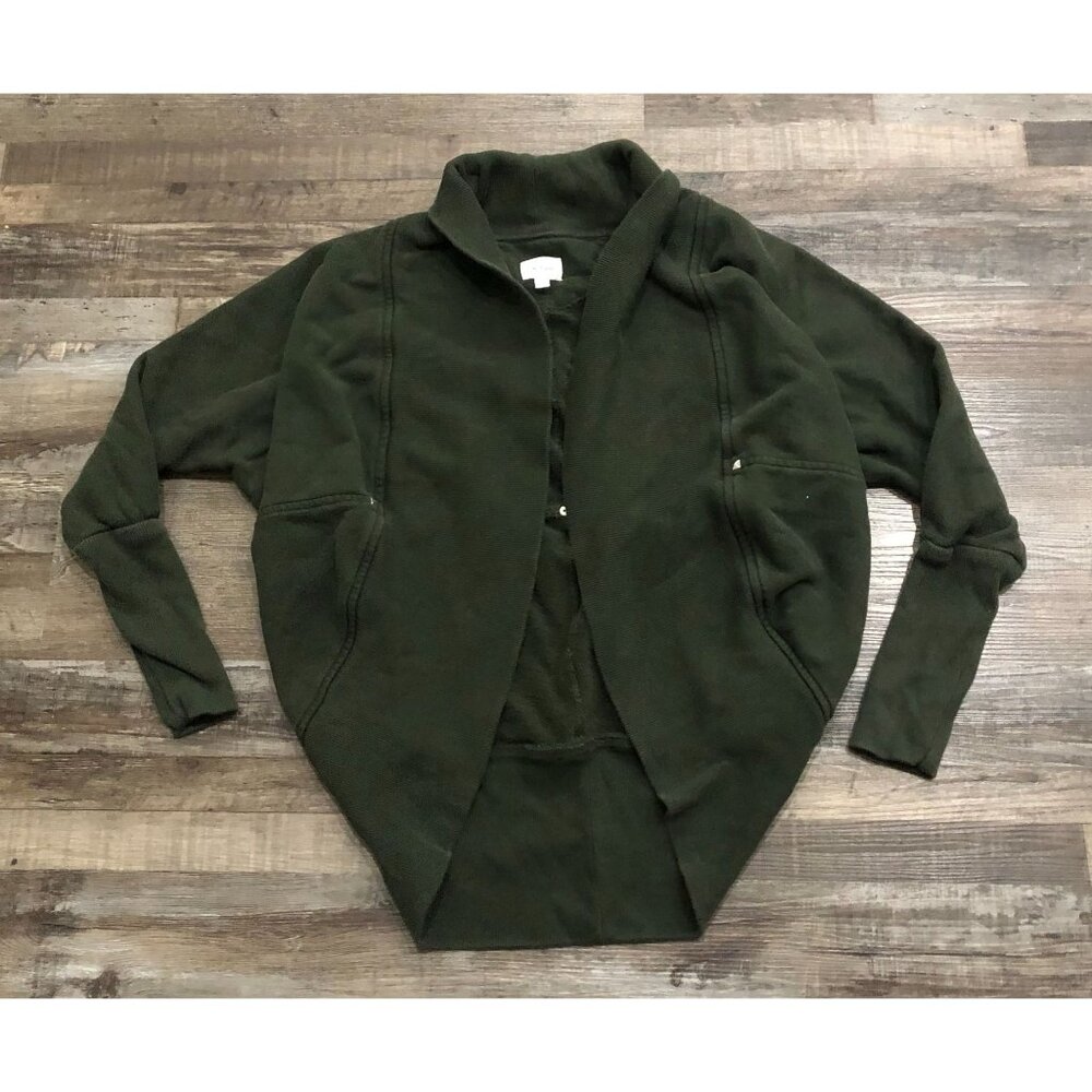 Wilfred Women Medium Diderot Sweatshirt Open Front Cocoon Cardigan Green